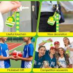 Eyourlife 12Pcs Pickleball Ribbon Keychain, 5.5 in Pickleball Wristlet Lanyard keychain With 2.75 in PVC DIY Name Id Pickleball Card For Boys Girls Pickleball Sports Eenthusiast Game Day Team Gift