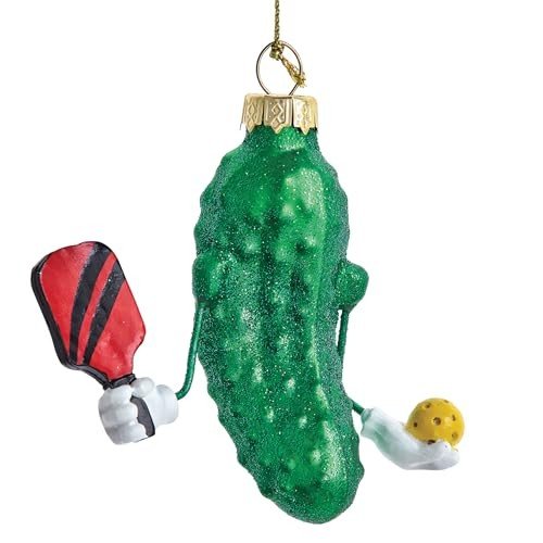 Kurt S. Adler Glass Pickleball Pickle Ornament - Thumbnail 4