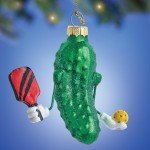 Kurt S. Adler Glass Pickleball Pickle Ornament 3 Inch