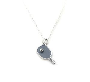 Sterling Silver Pickleball Paddle Necklace – Handmade Sports Pendant – 18" Chain, Gift-Ready Jewelry