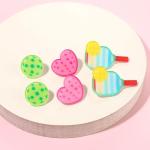 Vogueknock Pickleball Earrings Shimmer Acrylic Pickleball Heart Paddle Stud Earrings Game Day Sports Fan Jewelry Gifts for Women 3 Pairs