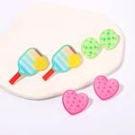 Vogueknock Pickleball Earrings Shimmer Acrylic Pickleball Heart Paddle Stud Earrings Game Day Sports Fan Jewelry Gifts for Women 3 Pairs