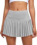 JoyGirl Pleated Tennis Skirt for Women with Shorts High Waisted Golf Skort Mini Skirt Workout Athletic Skorts Skirts with Pockets (Grey,Small)