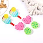 Vogueknock Pickleball Earrings Shimmer Acrylic Pickleball Heart Paddle Stud Earrings Game Day Sports Fan Jewelry Gifts for Women 3 Pairs