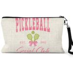 The Painted Pug Pickleball Social Club Wristlet Cosmetic Bag Canvas Zipper Pouch With Strap Pickleball Gift