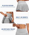 JoyGirl Pleated Tennis Skirt for Women with Shorts High Waisted Golf Skort Mini Skirt Workout Athletic Skorts Skirts with Pockets (Grey,Small)