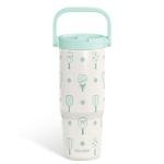 SANDJEST Pickleball Stainless Steel Straw Lid Tumbler 30oz with Carry Handle for Women Girls Adults, Insulated Travel Coffee Cup, Gift for Sports Outdoor Workout Christmas Birthday (Mint)