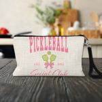 The Painted Pug Pickleball Social Club Wristlet Cosmetic Bag Canvas Zipper Pouch With Strap Pickleball Gift