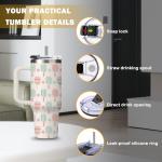 Pickleball Gifts for Women 30oz Pink Pickleball Water Bottle Stainless Steel Tumbler with Handle and Straws, Travel Insulated Coffee Mugs, Leak-Proof, Birthday Christmas for Pickleballs Lovers Cups