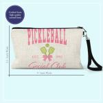 The Painted Pug Pickleball Social Club Wristlet Cosmetic Bag Canvas Zipper Pouch With Strap Pickleball Gift