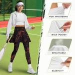 Frestree Black Red Bloodstain Womens Yoga Skirted Leggings, Bloody Paint Splash Tummy Control Athletic Skirt with Leggings Stretchy Tennis Pickleball Clothing-XS