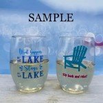 Set of 4 Shatterproof Stemless CUSTOM 16 oz Plastic Wine Glasses MADE in the USA (PICKLEBALL SAYINGS)