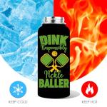 WWHSAI Pickleball Water Bottle 32oz | Insulated Stainless Steel Travel Tumbler with Lid Leak-Proof Keep Hot or Cold, BPA-Free |Dink Responsibly Gifts for Pickleball Lovers