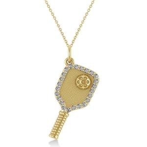 Allurez Diamond Pickleball Paddle Pendant Necklace 14k Yellow Gold (0.50ct) - Chain Length: 16