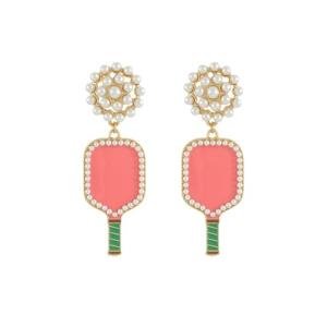 Madison Tyler Pickleball Earrings for Women | Football Mom Earrings | Sport Racket Earrings for Women | Cute Statement Earrings for Women | Fun Earrings Dangling Jewelry