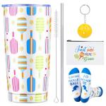 IUUIVV Pickleball Gifts for Women Men, Gifts for Pickleball Lovers Include 20 oz Funny Pickle Ball Tumbler with Straw Keychain Makeup Bag Pickle Ball Gift Ideas for Christmas Birthday