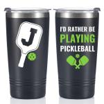 Onebttl Personalized Pickleball Gifts, Pickleball Accessories, Initial Birthday Gifts, Insulated 20oz Stainless Steel Travel Tumbler with Straw and Lid (Initial J)