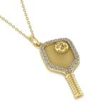 Allurez Diamond Pickleball Paddle Pendant Necklace 14k Yellow Gold (0.50ct) - Chain Length: 16