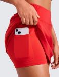 CRZ YOGA High Waisted Dolphin Golf Skirts for Women - Mini Lined A Line Tennis Casual Skort with Side Pockets Deep Red Small