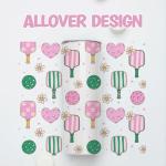 Onebttl Pickleball Gifts for Women, All-over Parttern 20 oz Skinny Tumbler with Lid and Straw