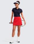 CRZ YOGA High Waisted Dolphin Golf Skirts for Women - Mini Lined A Line Tennis Casual Skort with Side Pockets Deep Red Small