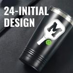 Onebttl Personalized Pickleball Gifts, Pickleball Accessories, Initial Birthday Gifts, Insulated 20oz Stainless Steel Travel Tumbler with Straw and Lid (Initial J)