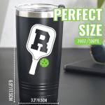 Onebttl Personalized Pickleball Gifts, Pickleball Accessories, Initial Birthday Gifts, Insulated 20oz Stainless Steel Travel Tumbler with Straw and Lid (Initial J)