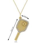 Allurez Diamond Pickleball Paddle Pendant Necklace 14k Yellow Gold (0.50ct) - Chain Length: 16