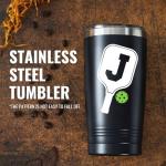 Onebttl Personalized Pickleball Gifts, Pickleball Accessories, Initial Birthday Gifts, Insulated 20oz Stainless Steel Travel Tumbler with Straw and Lid (Initial J)