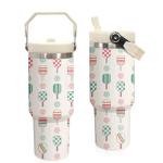 30 oz Tumbler with Handle Flip Straw Leak Proof - Pickleball Mug 30oz Tumbler Travel Coffee Mug with Handle - Birthday Gifts for Women Pickleball Lovers Players 30 Ounce Stainless Steel Cup