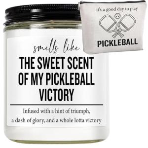Funny Pickleball Gift Set - Scented Candle & Cosmetic Bag - Pickleball Gifts for Women, Men, Players, Coaches - Gag Gift for Birthday, Valentine's Day, Stocking Stuffers, Pickleball Enthusiasts