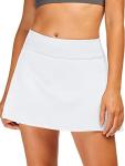 Stelle Women Tennis Golf Skirts High Waisted with Inner Shorts for Athletic Workout Sports Skorts Running Pickleball (WT, S) White