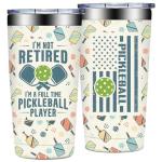Loecuxe Pickleball Gifts for Women, Men - Pickle Ball Gifts for Woman - Christmas, Birthday Gift for Pickle Ball Lovers - I'm Not Retired I'm a Full Time Pickleball Tumbler Cup 20 oz