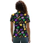 Frestree Mardi Gras Mask Women's Golf Shirts Short Sleeve Balloon Hat Music Note Casual Tennis Tops Lightweight Quick Dry Pickleball Shirts Golf Outfits-M