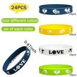 FSHANEE Pickleball Rubber Bracelets Pickleball Party Supplies Pickleball Silicone Wristbands Pickleball Party Gift Bag Fillers Goodie Bag Stuff, Set of 24 Counts