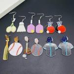 Blue Drop Sports Earrings Pickleball Earrings Acrylic Drop Dangle Game Day Sport Lover Jewelry