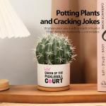 Loovelo Queen of The Pickleball Court Ceramic Succulent Plant Pot with Bamboo Tray Round Pickleball Gifts for Women Pickleball Lovers Players Plant Lover Home Office Decor 3.5 Inch White (No Plants)