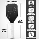 Pickleball Training Paddle - Pickleball Trainer Practice Paddle, Carbon Fiber Particle Paint Frosted Surface, Extra Long Handle, 16mm Core Sports Sweet Spot Training Racket