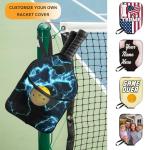 Uoffice5 Custom Pickleball Paddle Cover Personalized Paddle Case with Design You Photo Text Customized Neoprene Racket Protection with Pocket and Handle Strap Fits Most Rackets - 9.06x11.81 Inches