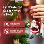 TILTECH Santa Pickleball Ornament Hand-Painted Glass Christmas Decor of Santa Playing Pickleball, Unique Sports Gift for Pickleball Lovers