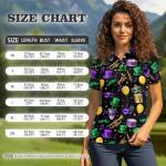 Frestree Mardi Gras Mask Women's Golf Shirts Short Sleeve Balloon Hat Music Note Casual Tennis Tops Lightweight Quick Dry Pickleball Shirts Golf Outfits-M