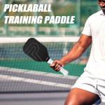 Pickleball Training Paddle - Pickleball Trainer Practice Paddle, Carbon Fiber Particle Paint Frosted Surface, Extra Long Handle, 16mm Core Sports Sweet Spot Training Racket