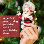 TILTECH Santa Pickleball Ornament Hand-Painted Glass Christmas Decor of Santa Playing Pickleball, Unique Sports Gift for Pickleball Lovers
