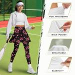 Hucavortre Womens Tennis Skirted Leggings Athletic Skirts with Pockets Shorts High Waisted Golf Skort for Workout Pickleball Running,Pink Balloons