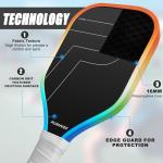 Pickleball Training Paddle - Pickleball Trainer Practice Paddle, Carbon Fiber Particle Paint Frosted Surface, Extra Long Handle, 16mm Core Sports Sweet Spot Training Racket