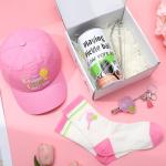 Zhamate Pickleball Hat for Women, Pickleball Accessories with Cotton Baseball Cap Socks Stainless Steel Tumbler for Birthday Christmas Pink