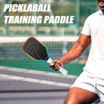 Pickleball Training Paddle - Pickleball Trainer Practice Paddle, Carbon Fiber Particle Paint Frosted Surface, Extra Long Handle, 16mm Core Sports Sweet Spot Training Racket