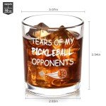 Futtumy Tears of My Pickleball Opponents Whiskey Glass, Funny Pickleball Gifts for Men Friend Pickleball Lovers Coworker, Pickleball Lover Gifts for Birthday Christmas, 10oz Pickleball Rock Glass