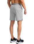 Men's Running Shorts with Zipper Pockets 7 Inch Lightweight Quick Dry Gym Athletic Workout Shorts for Men (Light Grey, L)