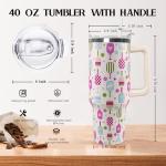 Ceovfoi 40 oz Pickleball Coffee Mug Vacuum Insulated Travel Tumbler with Handle, Lid & Straw - Perfect Pickleball Gifts for Players, Coaches, Lovers | Pickleball Accessories